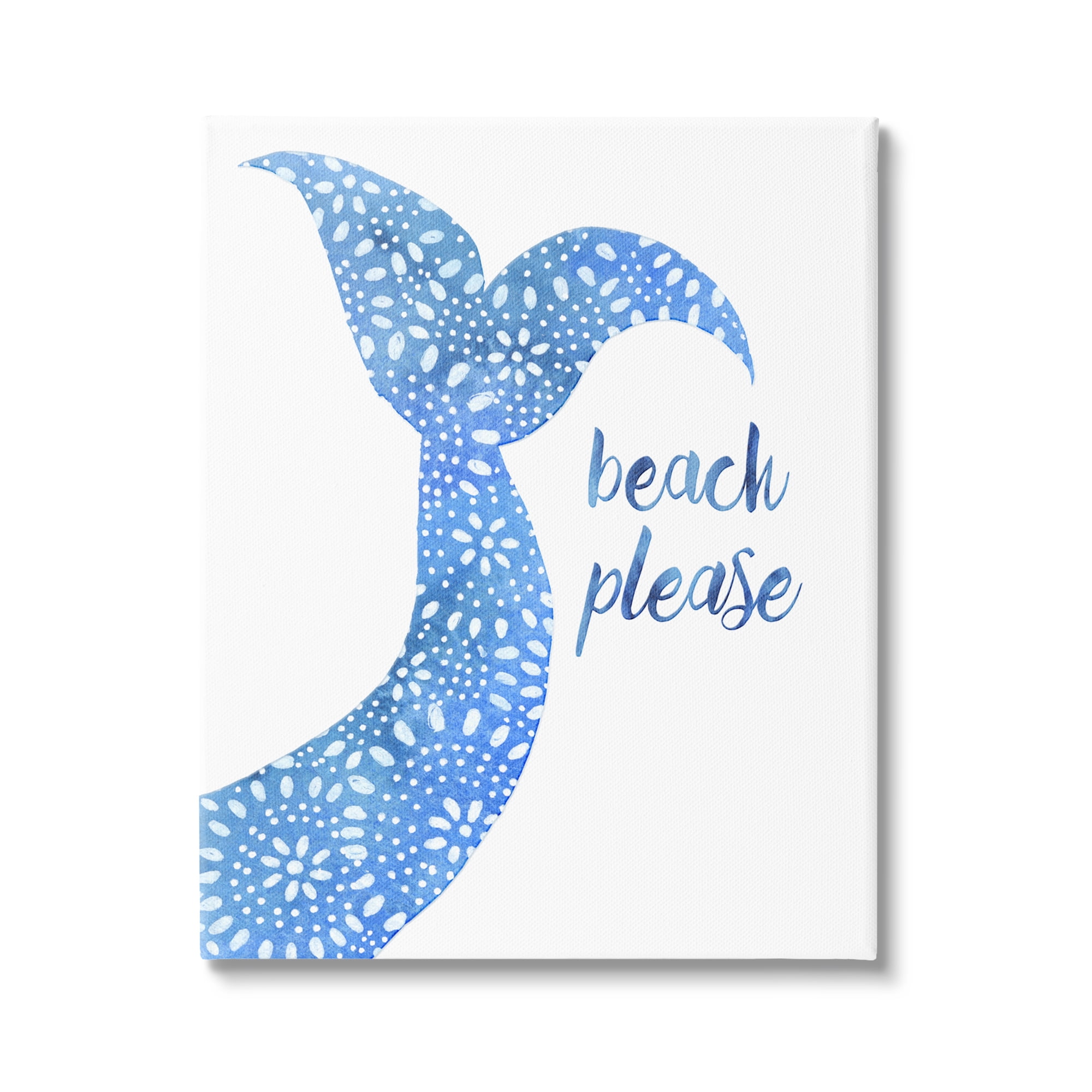 Stupell Industries Beach Please Blue Mermaid Tail Mandala Pattern Painting Gallery Wrapped Canvas Print Wall Art, Design by Jackie Decker