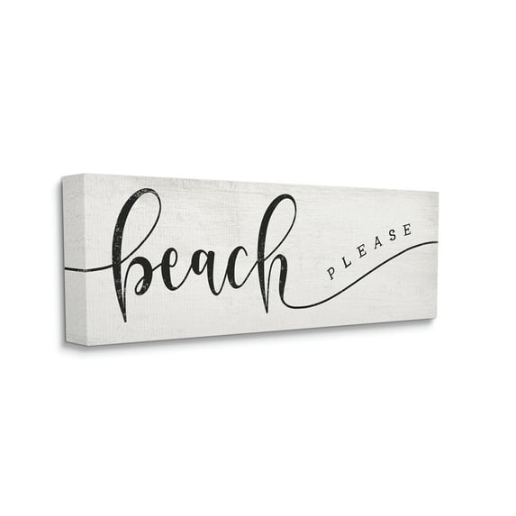 Stupell Industries Beach Please Nautical Pun Playful Wave Font Graphic Art Gallery-Wrapped Canvas Print Wall Art, 20x48, by Daphne Polselli