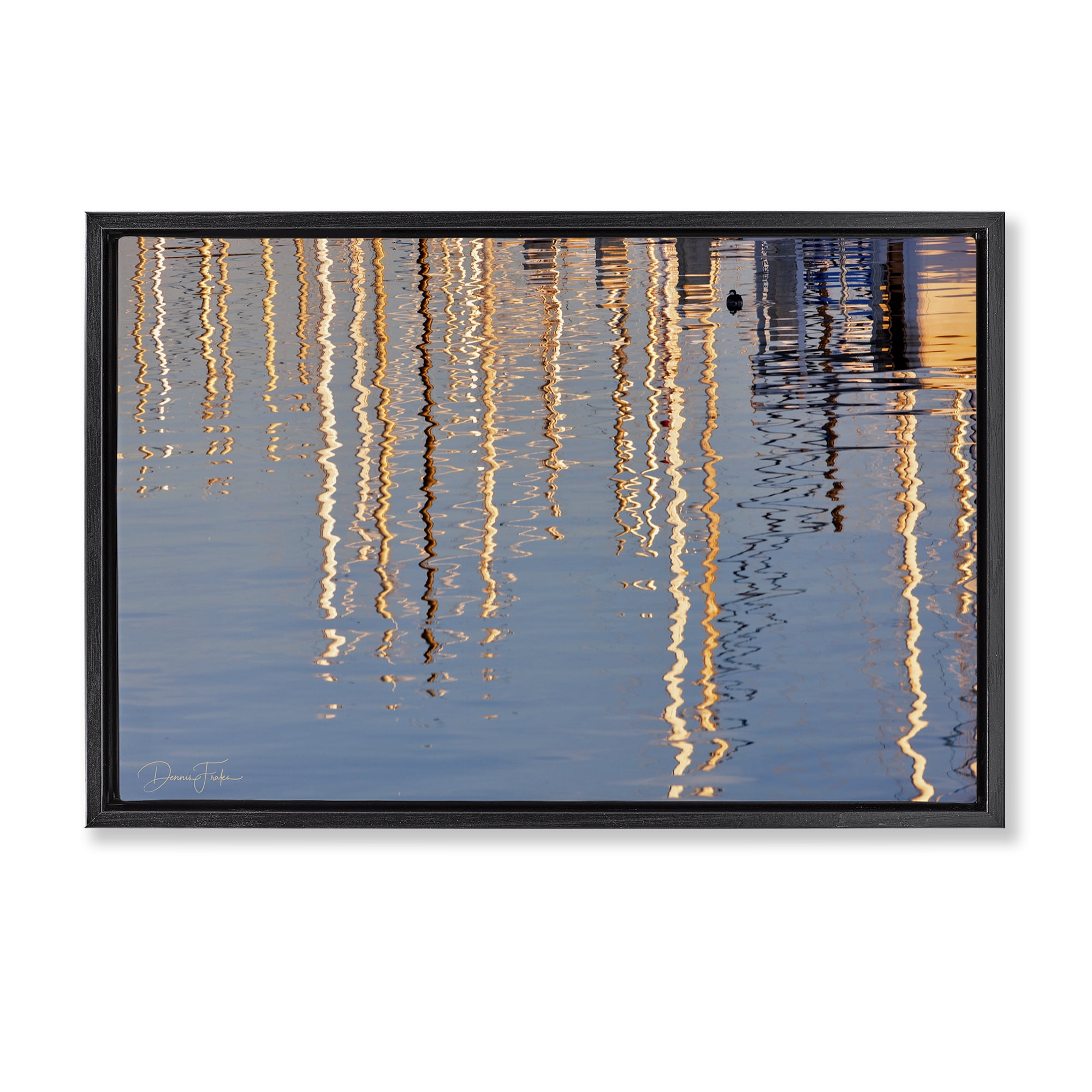 Stupell Industries Beach Post Reflections Coastal Photography Black Floater Framed Canvas Art Print Wall Art, 25 x 17