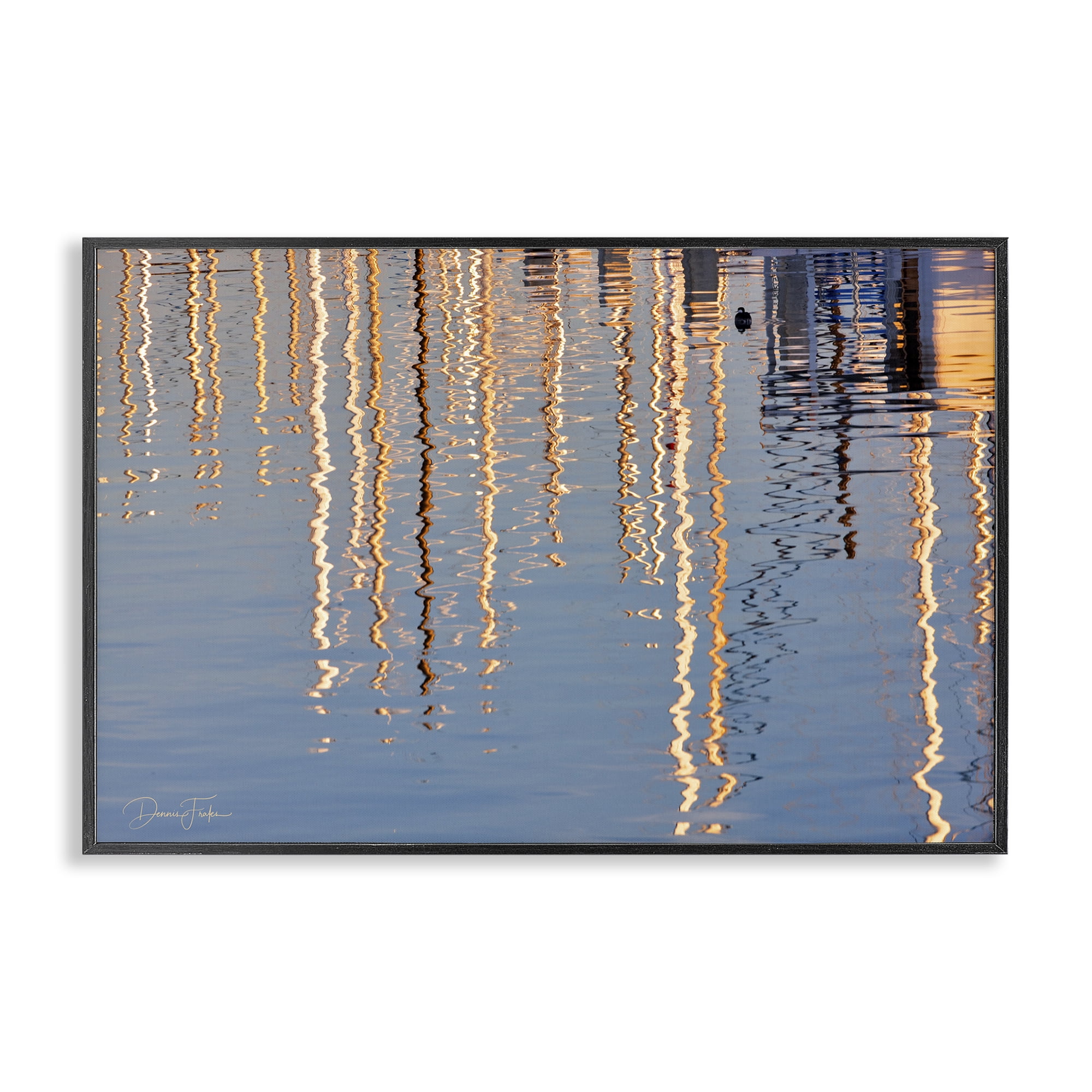 Stupell Industries Beach Post Reflections Coastal Photography Black Framed Art Print Wall Art, 24 x 16