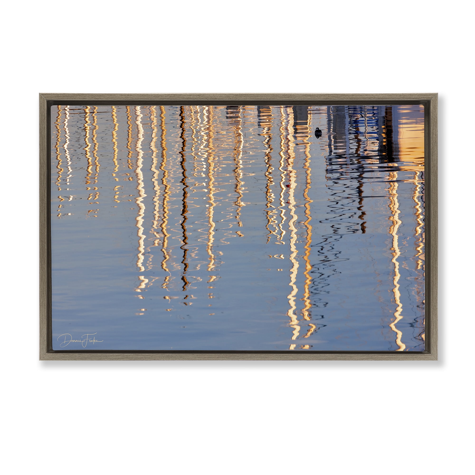 Stupell Industries Beach Post Reflections Coastal Photography Brown Floater Framed Canvas Art Print Wall Art, 25 x 17