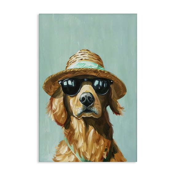 Stupell Industries Beach Ready Dog Animals & Insects Painting Gallery Wrapped Canvas Art Print Wall Art, 20 x 30