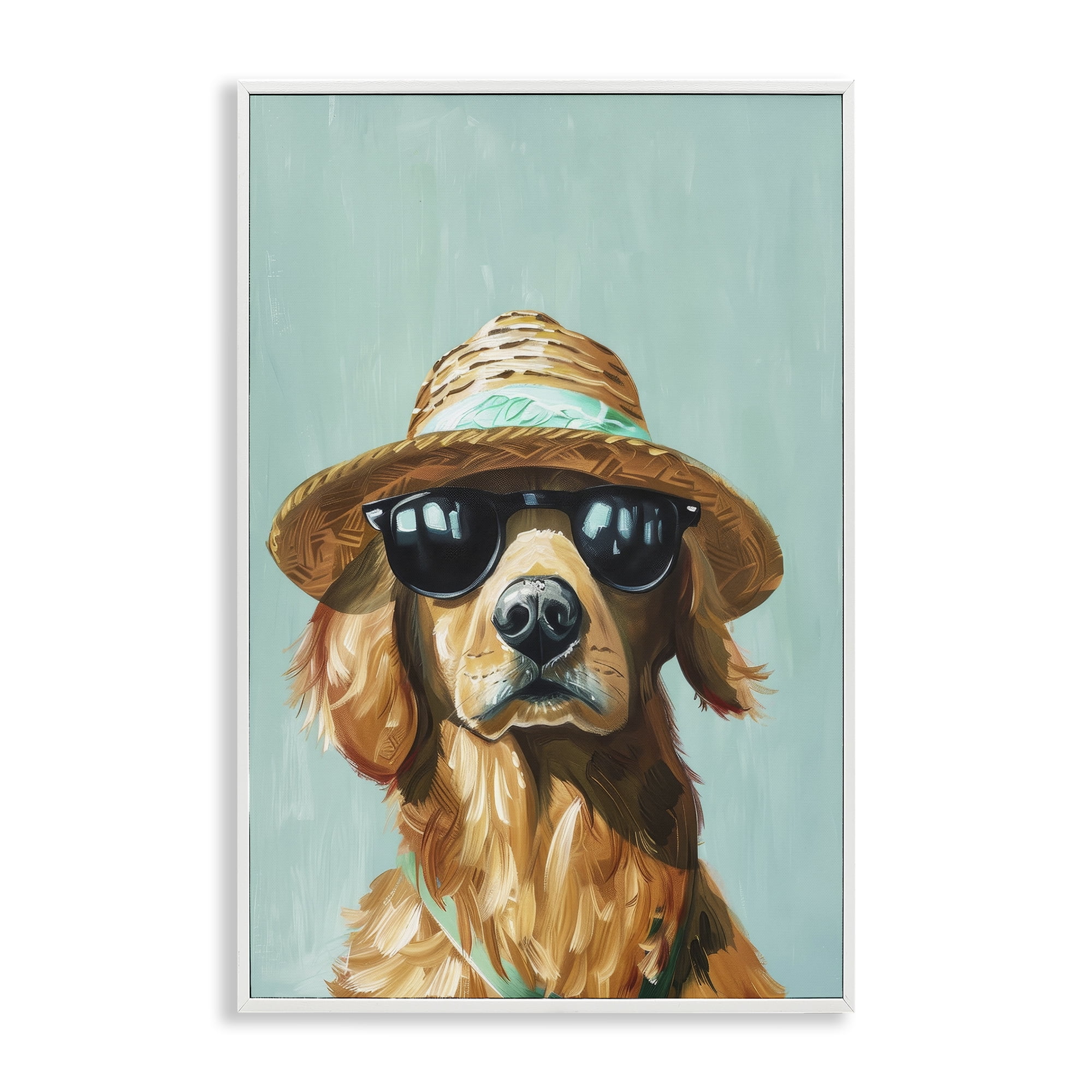 Stupell Industries Beach Ready Dog Animals & Insects Painting White Framed Art Print Wall Art, 20 x 30