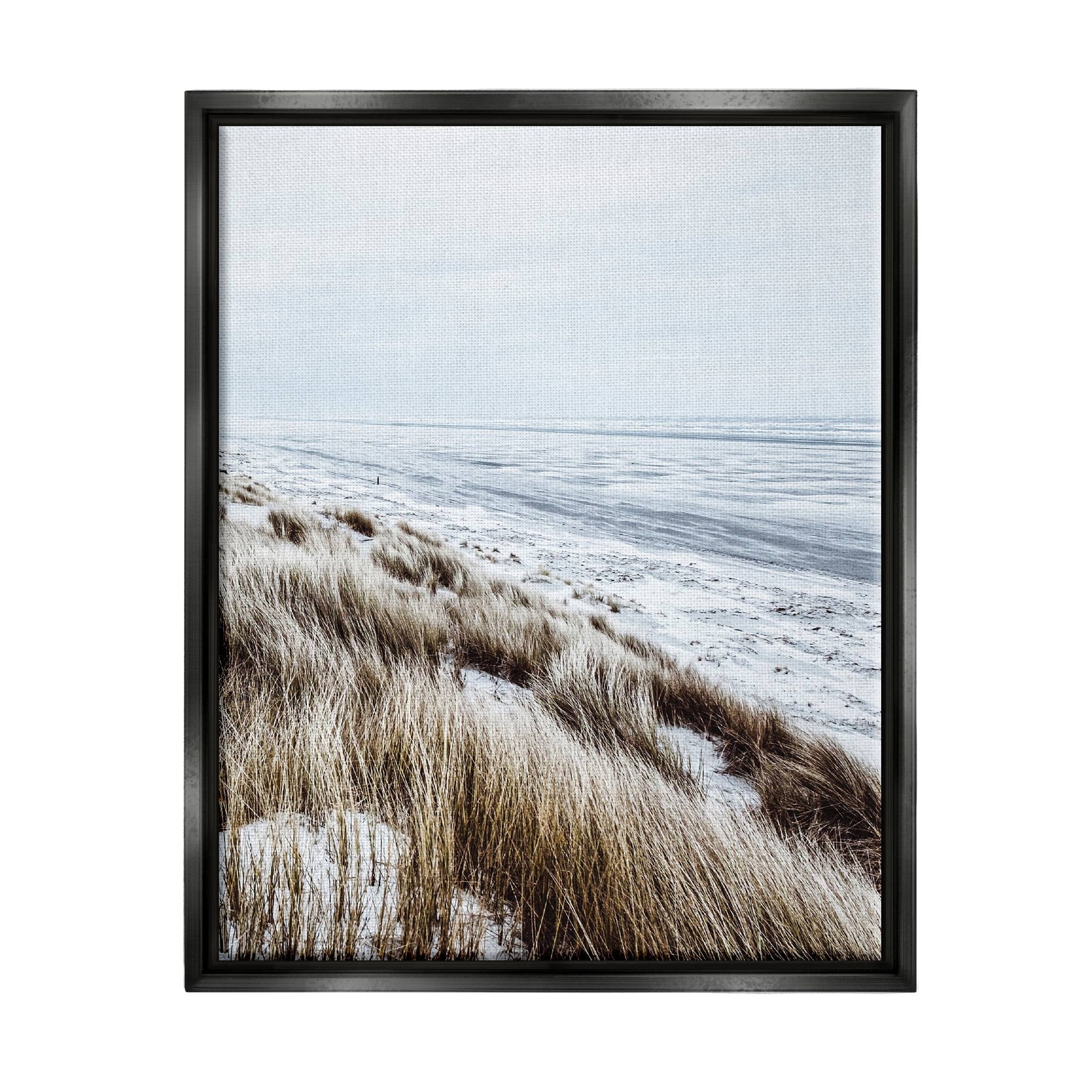 Stupell Industries Beach Reeds Landscape Nature Photography Black Floater Framed Art Print Wall Art, 25 x 31