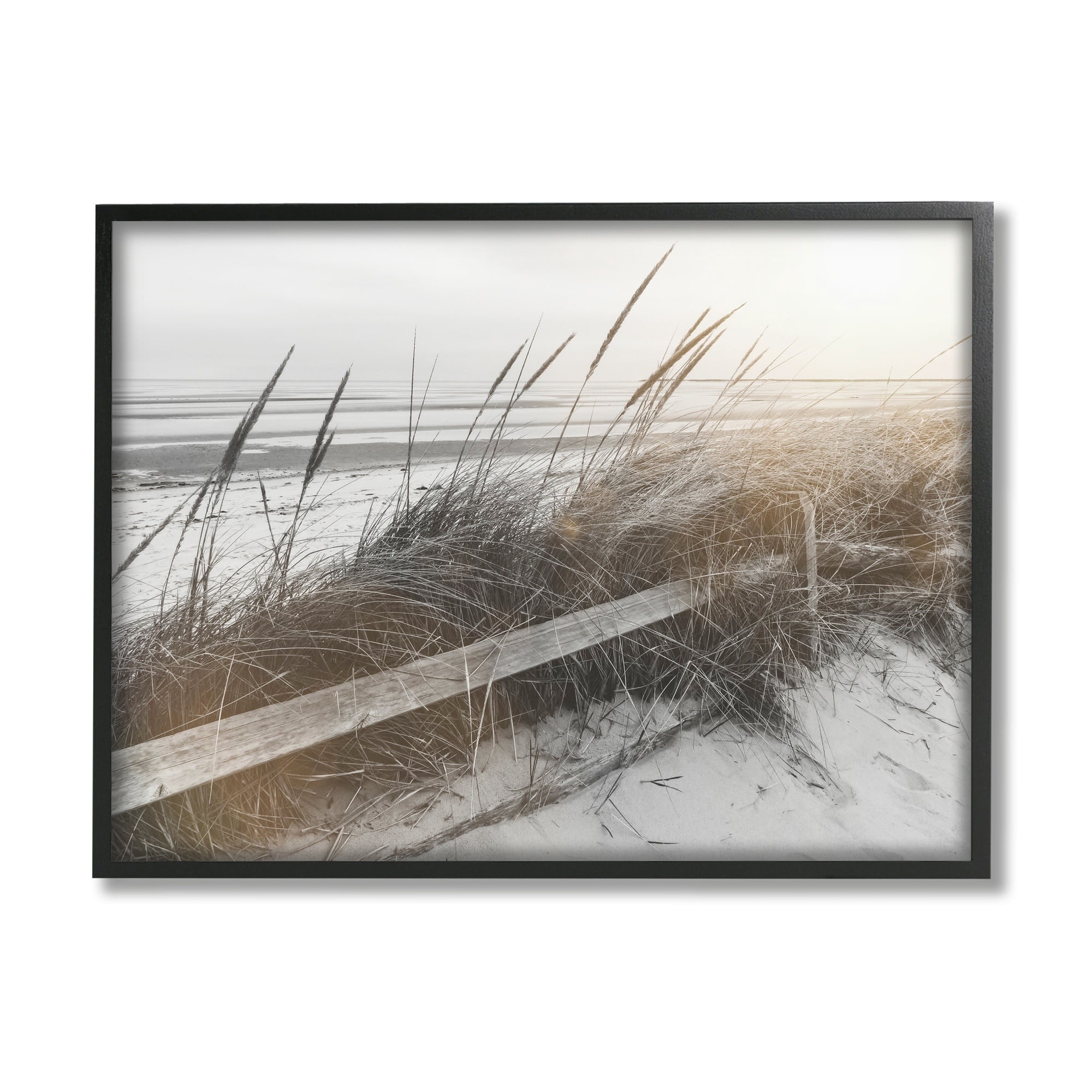 Stupell Industries Beach Reeds Photography Coastal Photography Black Framed Art Print Wall Art