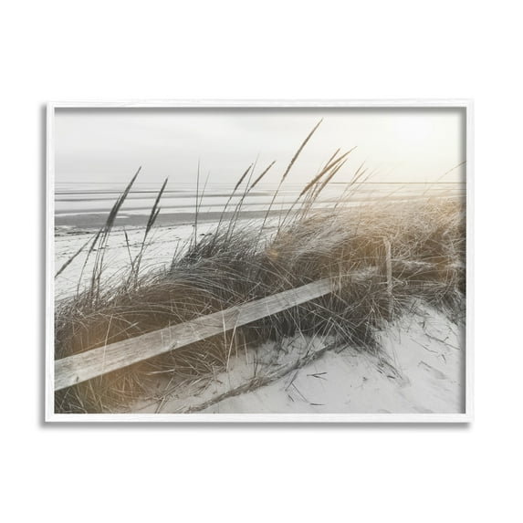 Stupell Industries Beach Reeds Photography Coastal Photography White Framed Art Print Wall Art