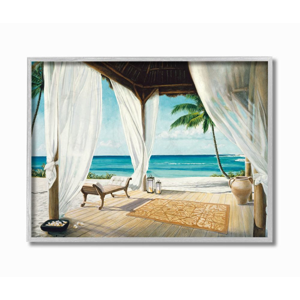 Stupell Industries Beach Resort Ocean Sea Landscape Painting Framed Wall Art by Jacob Reed
