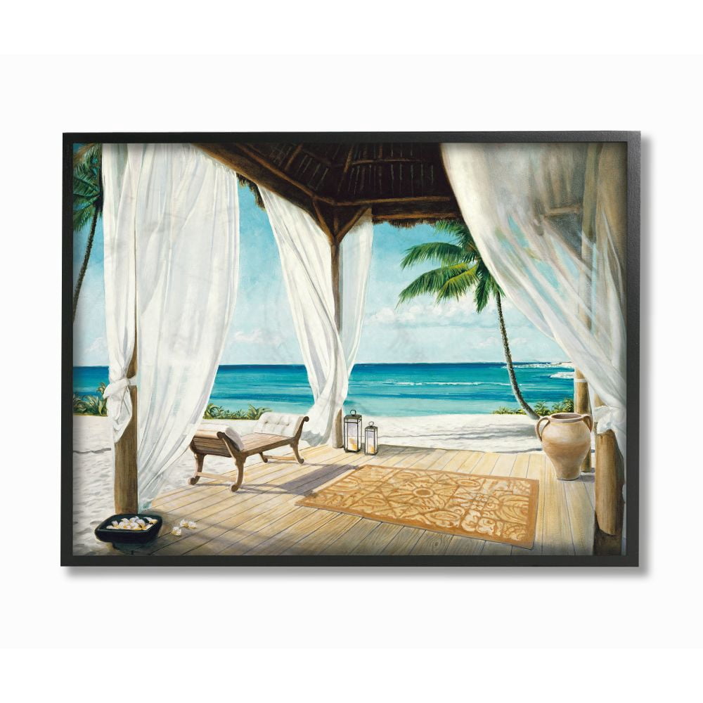 Stupell Industries Beach Resort Ocean Sea Landscape Painting Framed Wall Art by Jacob Reed