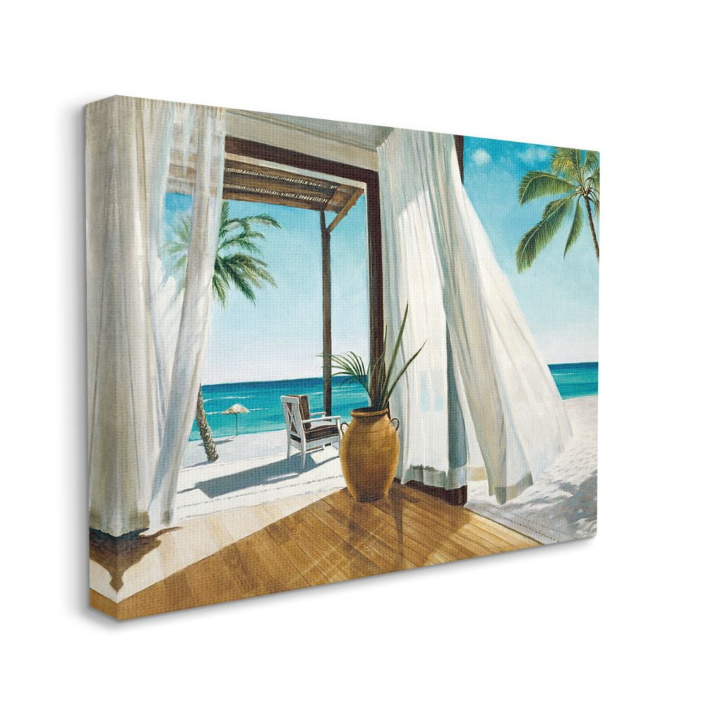 Stupell Industries Beach Resort Sea Ocean Landscape Painting Canvas Wall Art by Jacob Reed