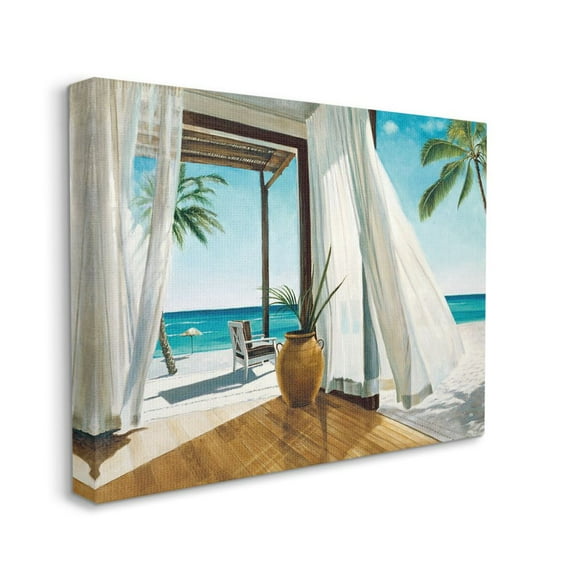 Stupell Industries Beach Resort Sea Ocean Landscape Painting Canvas Wall Art by Jacob Reed