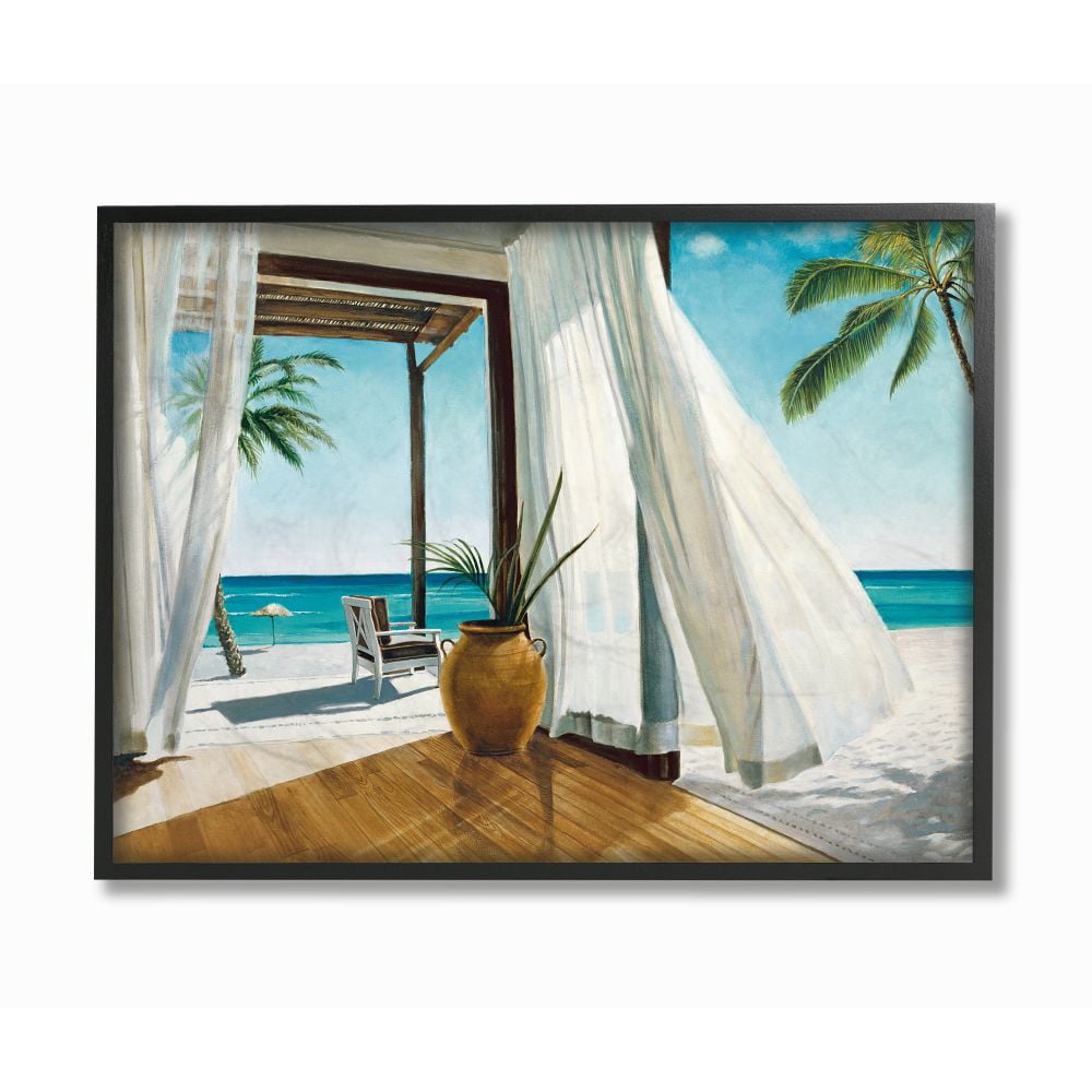 Stupell Industries Beach Resort Sea Ocean Landscape Painting Framed Wall Art by Jacob Reed
