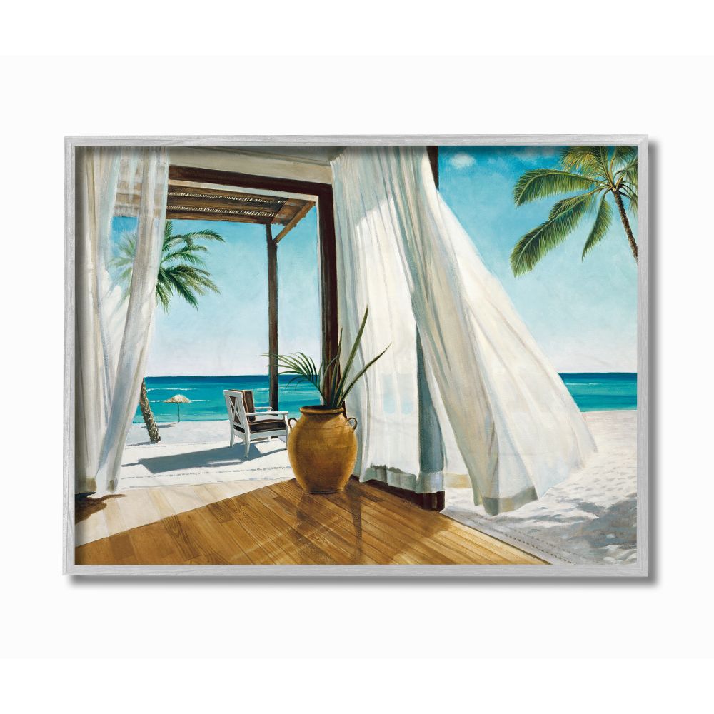 Stupell Industries Beach Resort Sea Ocean Landscape Painting Framed Wall Art by Jacob Reed