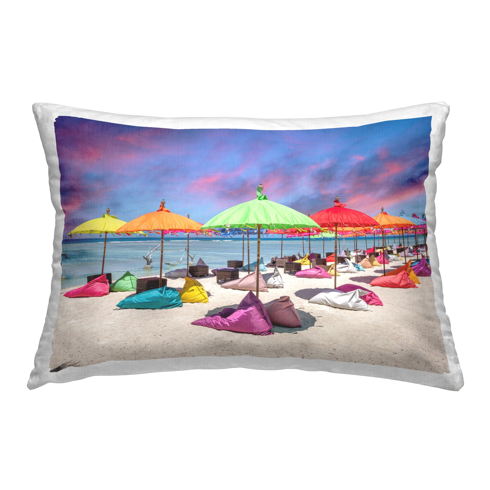 Stupell Industries Beach Resort Umbrellas Decorative Printed Throw Pillow, 14 x 20