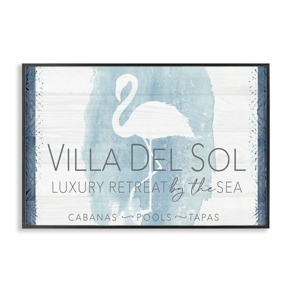 Stupell Industries Beach Retreat Flamingo Sign Nautical & Beach Painting Black Framed Art Print Wall Art, 18 x 12