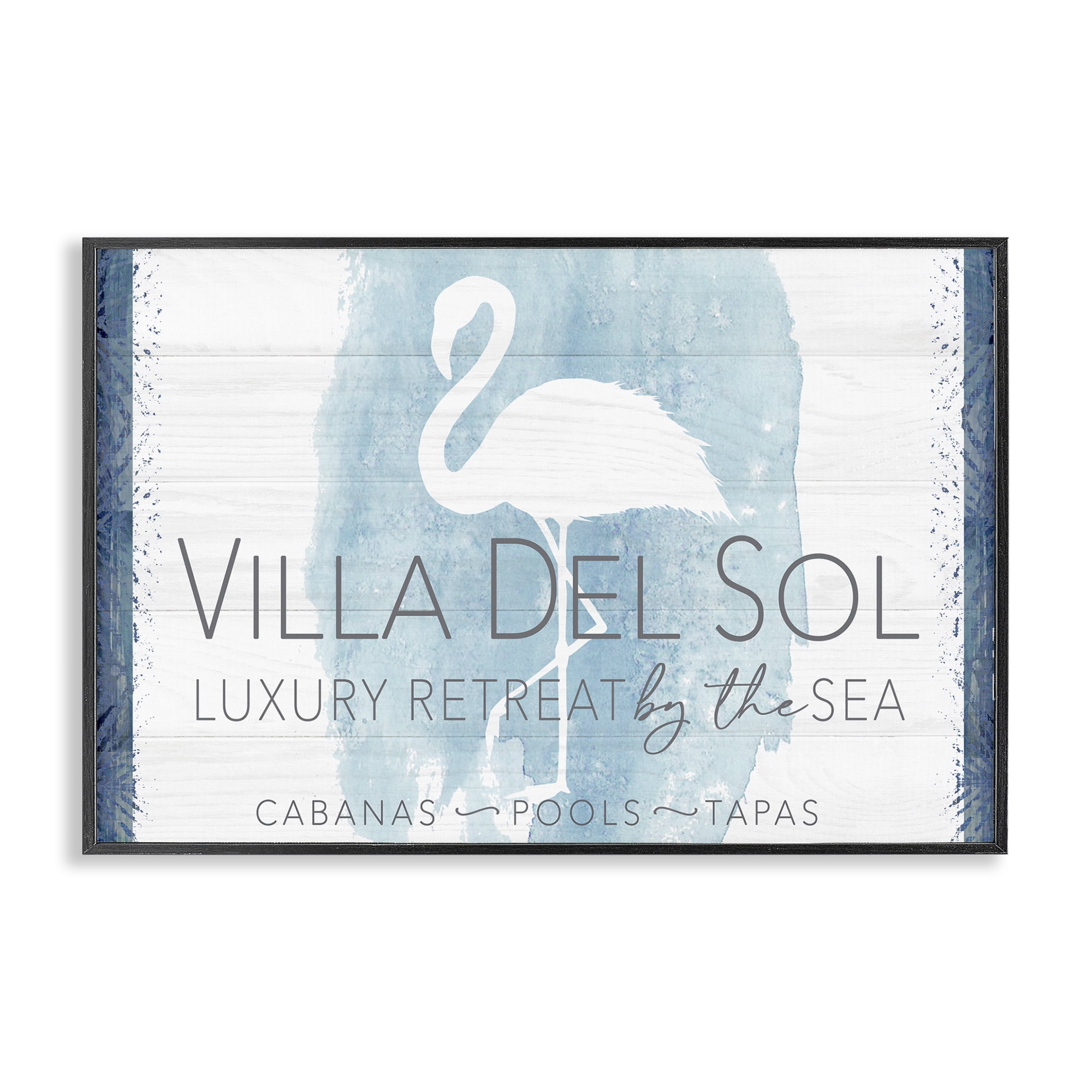 Stupell Industries Beach Retreat Flamingo Sign Nautical & Beach Painting Black Framed Art Print Wall Art, 24 x 16