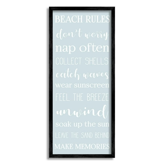 Stupell Industries Beach Rules List Coastal Activities Blue White, 13 x 30, Designed by Daphne Polselli
