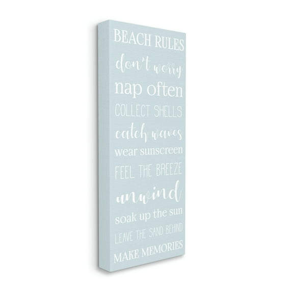 Stupell Industries Beach Rules List Coastal Activities Blue White, 17 x 40, Designed by Daphne Polselli
