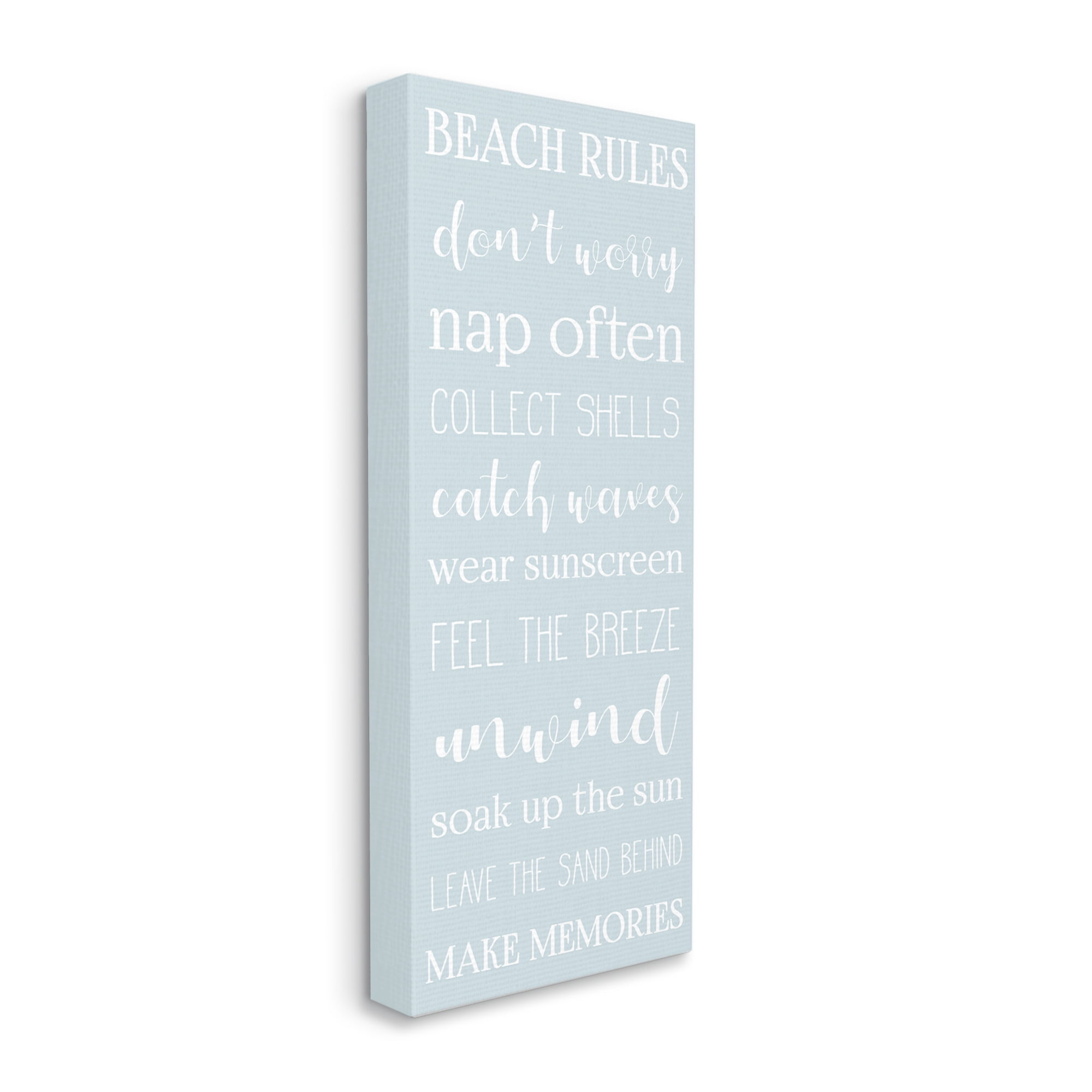 Stupell Industries Beach Rules List Coastal Activities Blue White, 20 x 48, Designed by Daphne Polselli