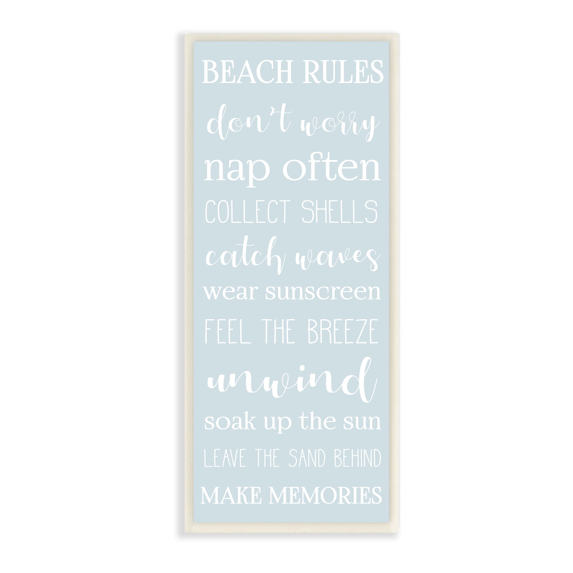 Stupell Industries Beach Rules List Coastal Activities Blue White, 7 x 17, Designed by Daphne Polselli