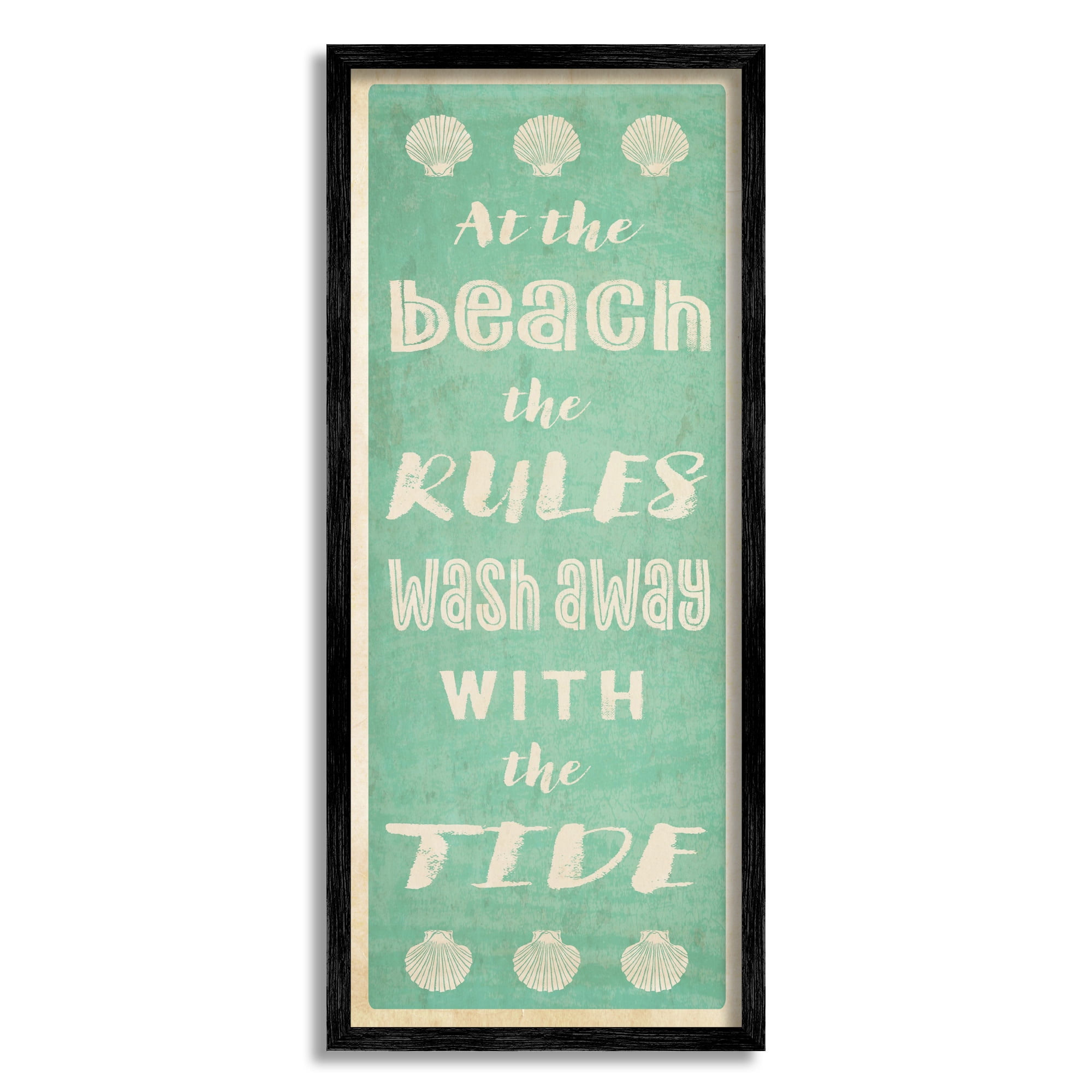 Stupell Industries Beach Rules Rustic Ocean Tide Phrase Sign Graphic Art Black Framed Art Print Wall Art, Design by Graffitee Studios