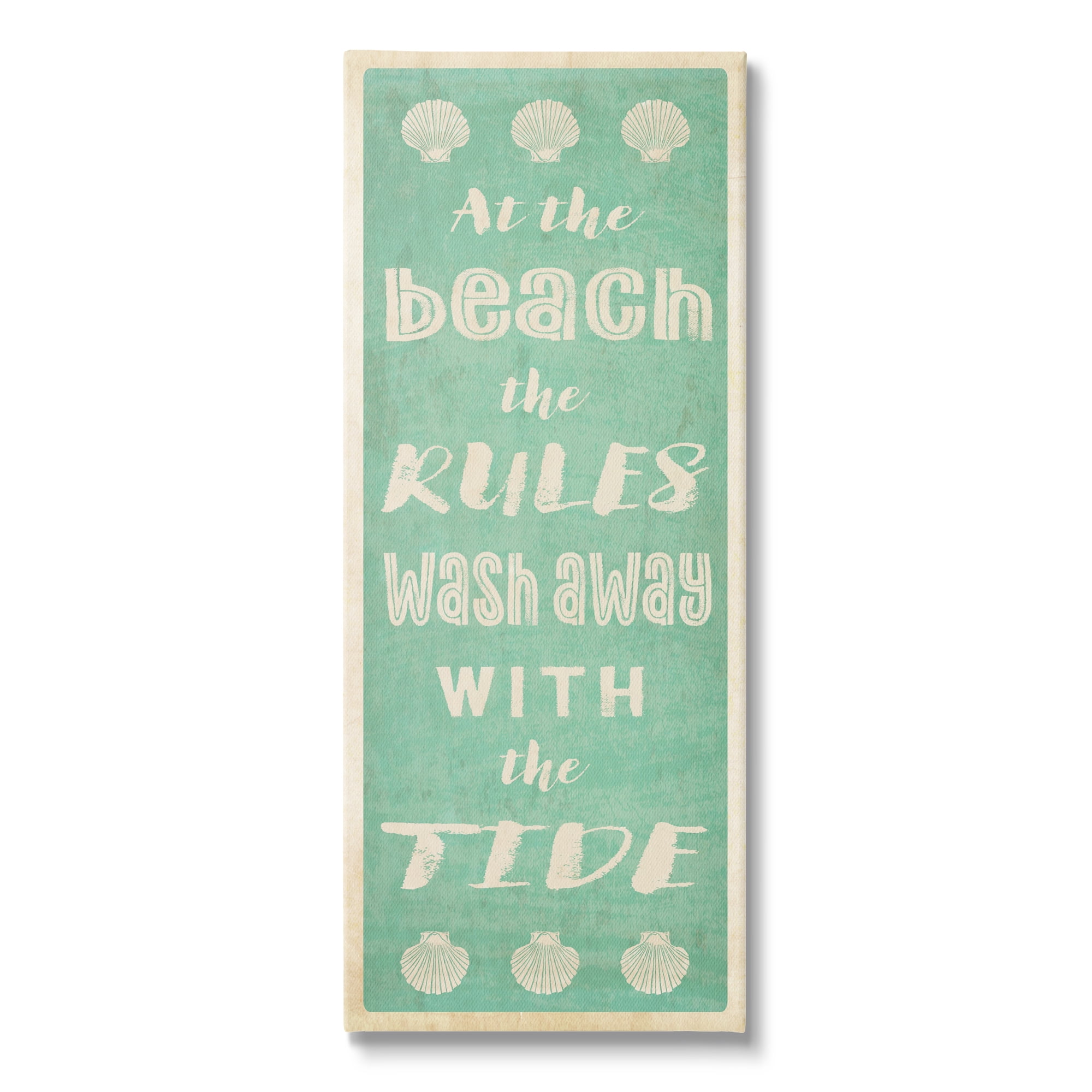 Stupell Industries Beach Rules Rustic Ocean Tide Phrase Sign Graphic Art Gallery Wrapped Canvas Print Wall Art, Design by Graffitee Studios