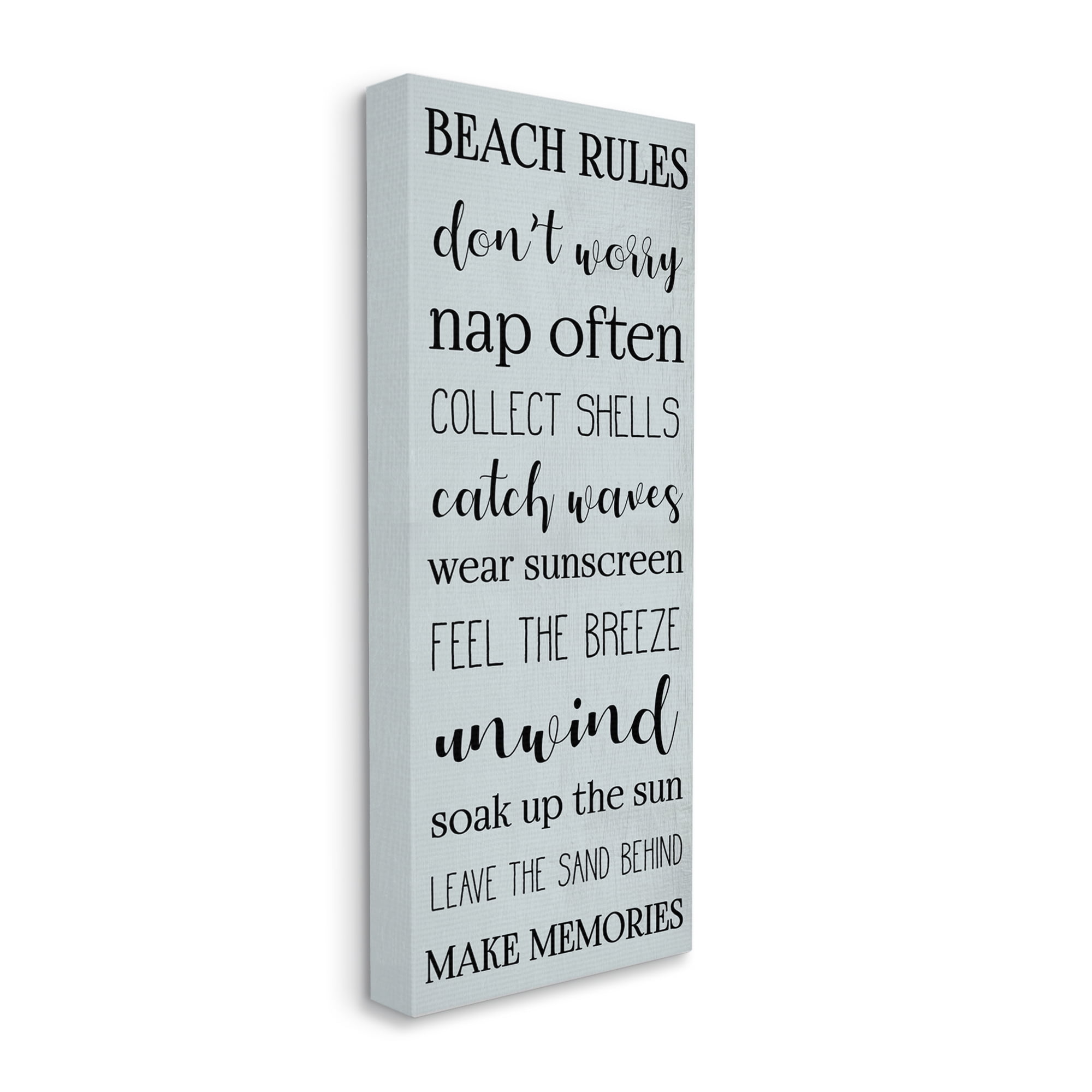 Beach Rules Blue Canvas Wall Art with Wooden Frame