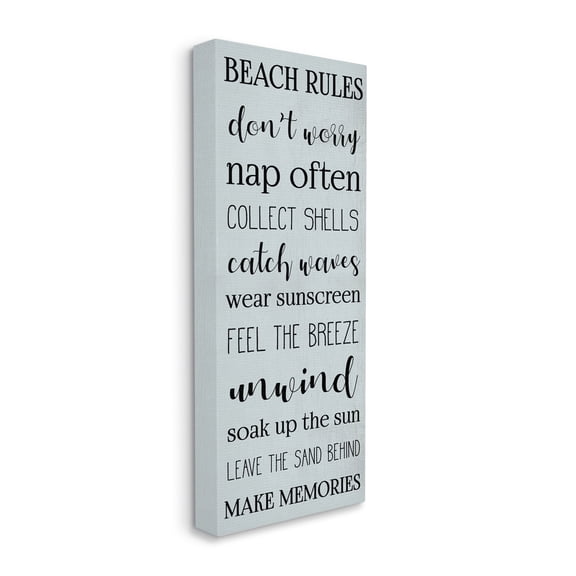 Stupell Industries Beach Rules Sign Coastal Relaxation List Blue, 10 x 24, Designed by Daphne Polselli