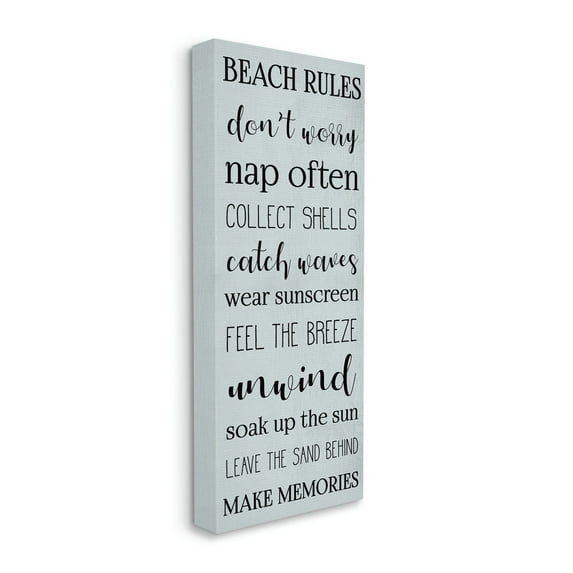Stupell Industries Beach Rules Sign Coastal Relaxation List Blue, 17 x 40, Designed by Daphne Polselli