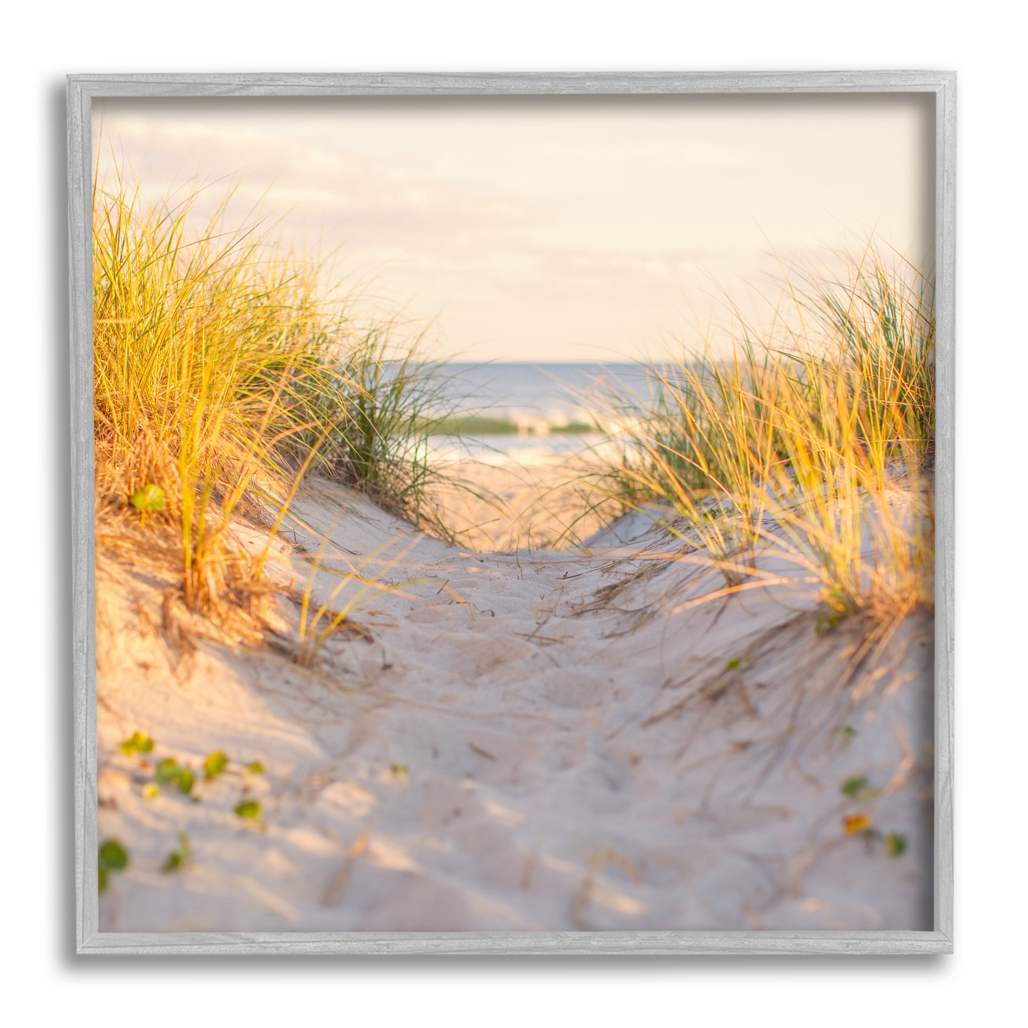 Stupell Industries Beach Sand Dunes Path Nature Photography Gray Framed Art Print Wall Art, 12 x 12