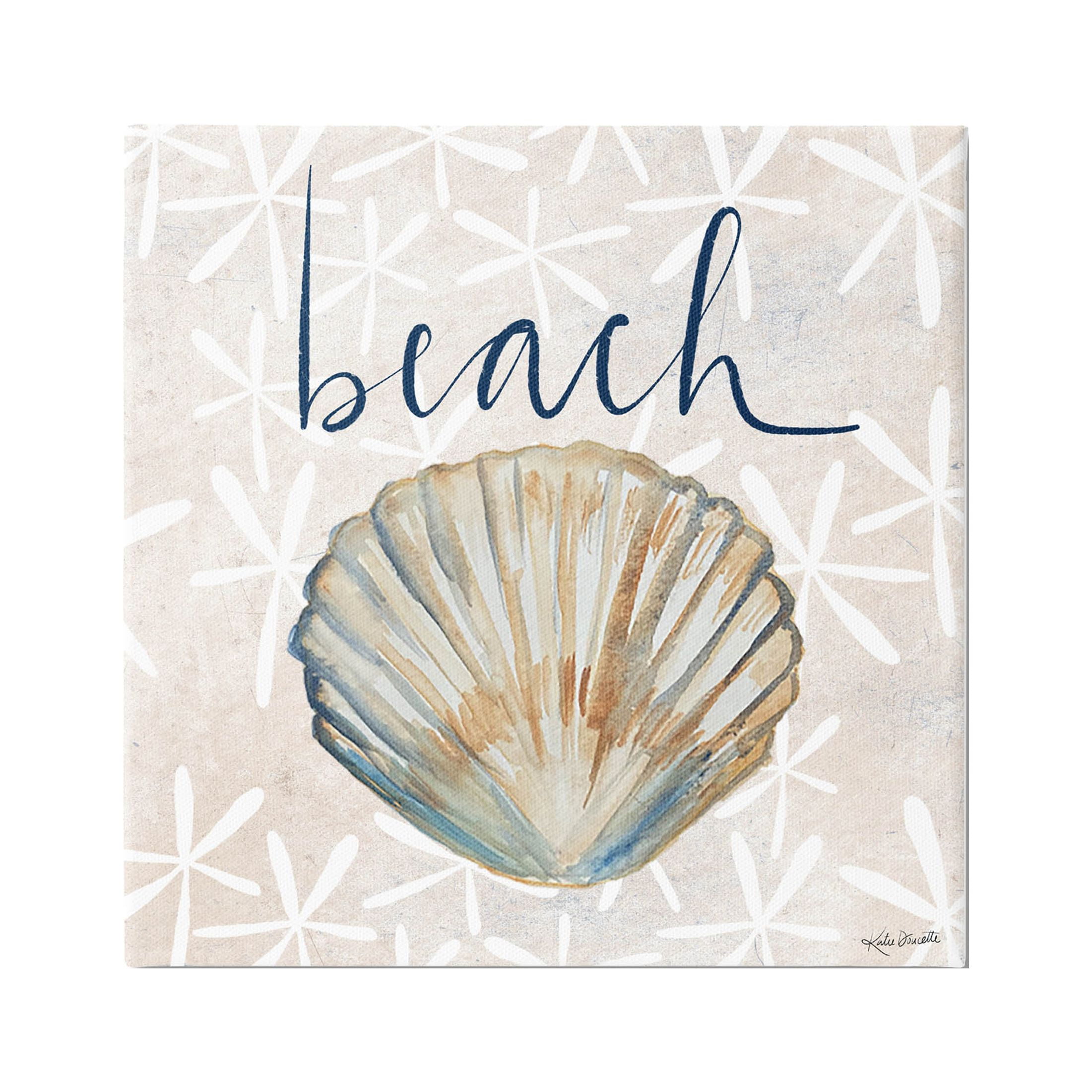 Stupell Industries Beach Seashell Patterned Florals Graphic Art Gallery Wrapped Canvas Print Wall Art, Design by Katie Doucette
