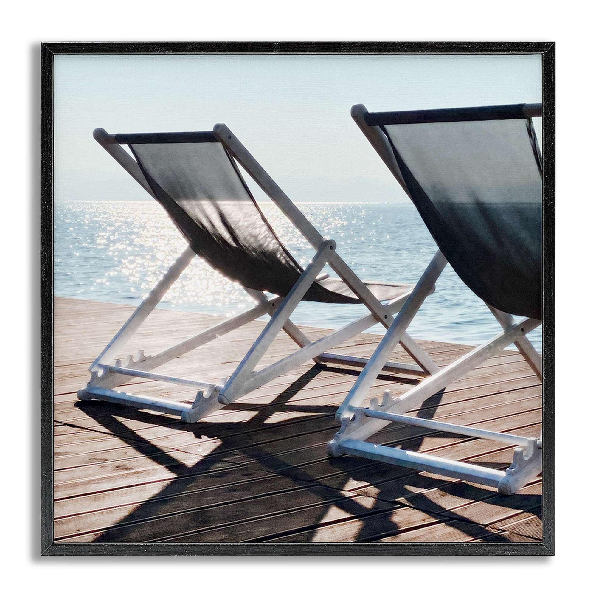 Stupell Industries Beach Shadow Reach Landscape Painting Gray Framed Art Print Wall Art, 12 x 12