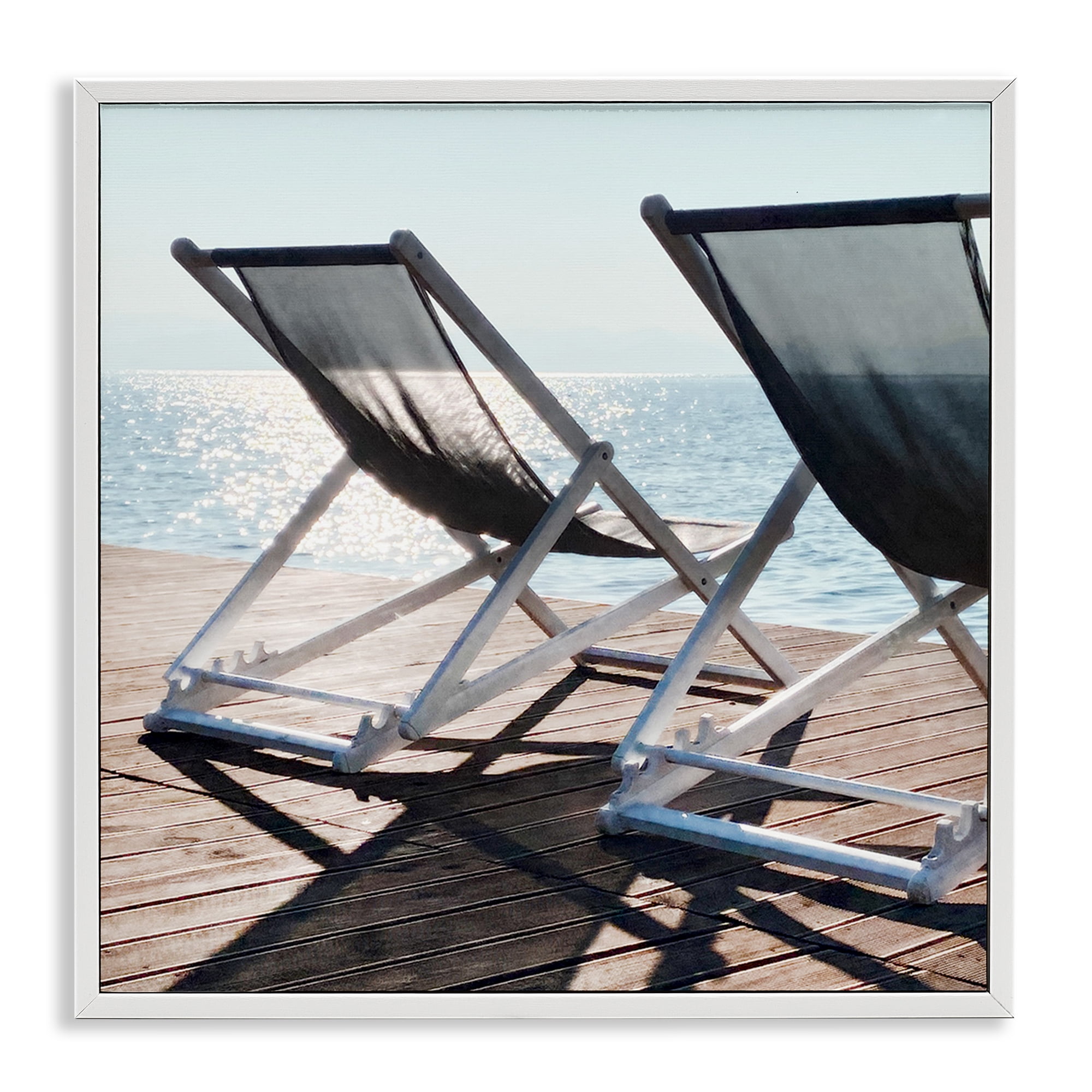 Stupell Industries Beach Shadow Reach Landscape Painting White Framed Art Print Wall Art, 12 x 12