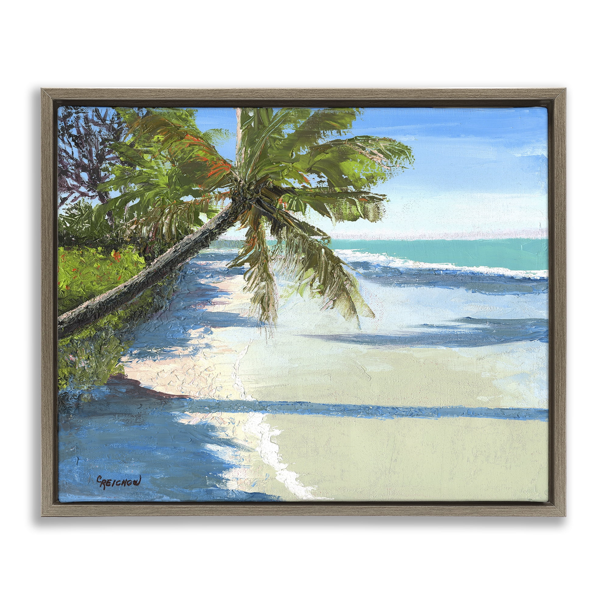 Stupell Industries Beach Shadows Landscape Landscape & Nature Painting Brown Floater Framed Canvas Art Print Wall Art, 31 x 25