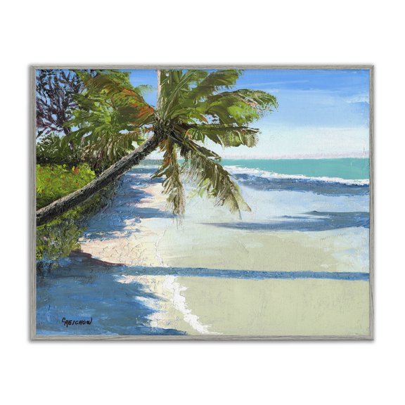 Stupell Industries Beach Shadows Landscape Landscape & Nature Painting Gray Framed Art Print Wall Art, 14 x 11
