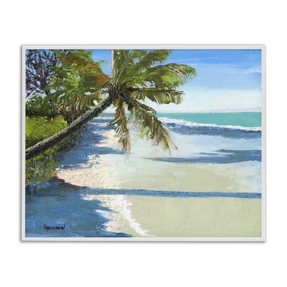 Stupell Industries Beach Shadows Landscape Landscape & Nature Painting White Framed Art Print Wall Art, 14 x 11