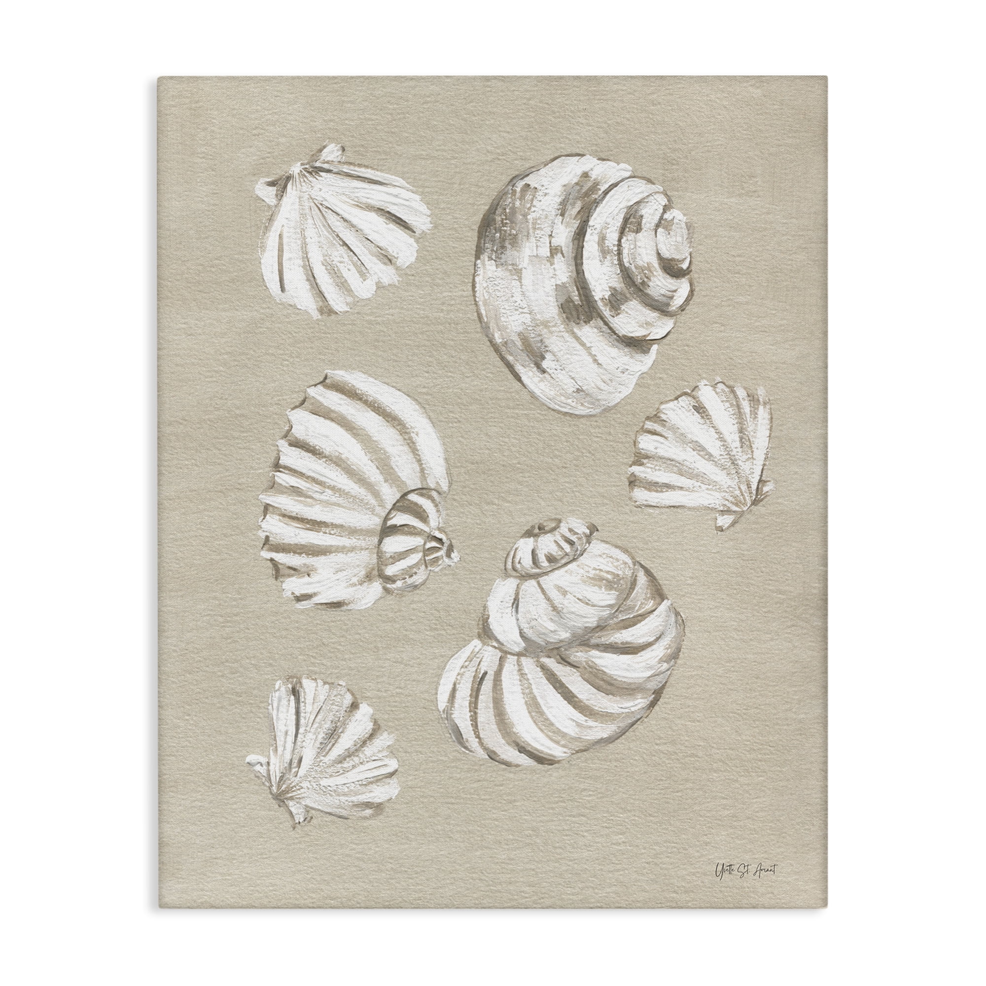 Stupell Industries Beach Shell Treasures Coastal Painting Gallery Wrapped Canvas Art Print Wall Art, 36 x 48