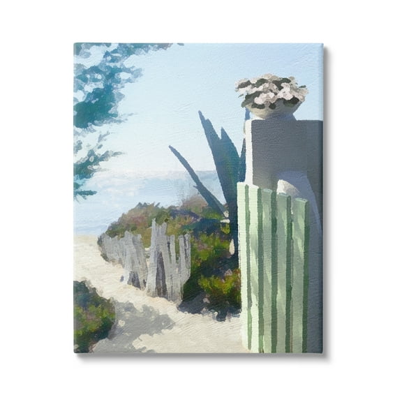 Stupell Industries Beach Shore Boardwalk Summer Ocean Sandy Breeze Painting Gallery Wrapped Canvas Print Wall Art, Design by Noah Bay