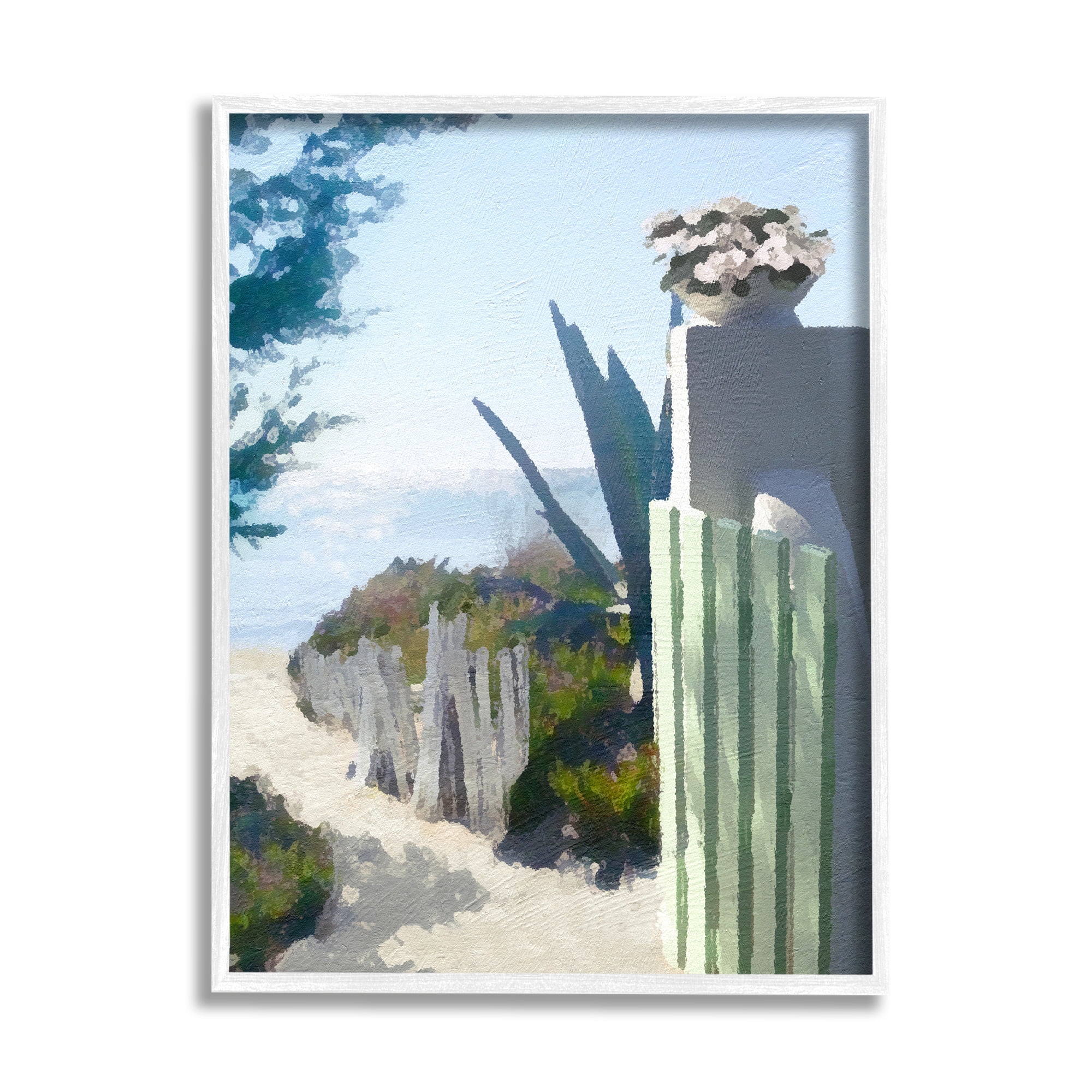 Stupell Industries Beach Shore Boardwalk Summer Ocean Sandy Breeze Painting White Framed Art Print Wall Art, Design by Noah Bay