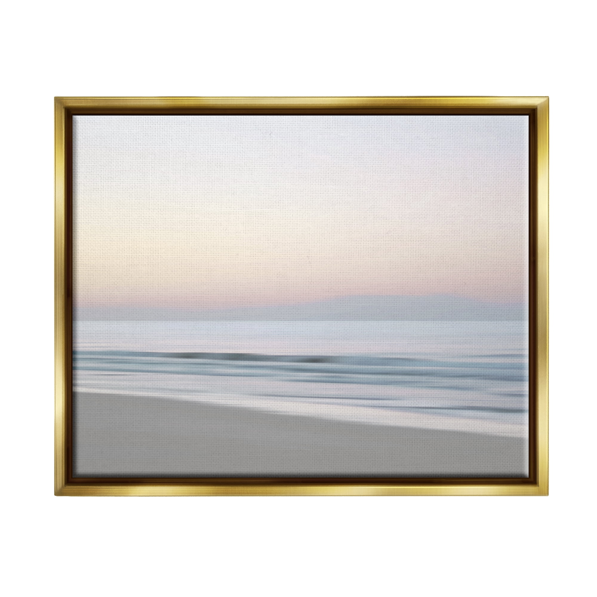 Stupell Industries Beach Shore Sunrise Landscape Painting Gold Floater Framed Canvas Art Print Wall Art, 21 x 17