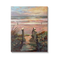 Stupell Industries Beach Shore Sunset Boardwalk Path Coastal Painting Gallery Wrapped Canvas Print Wall Art