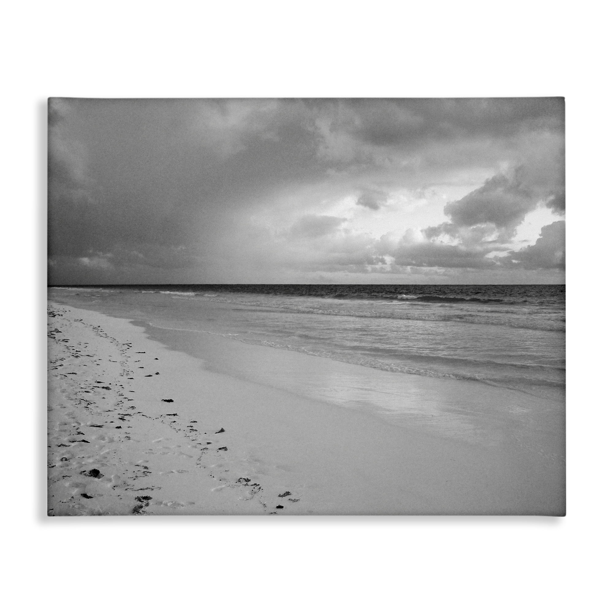 Stupell Industries Beach Shore with Footprints Coastal Photography Gallery Wrapped Canvas Art Print Wall Art, 48 x 36