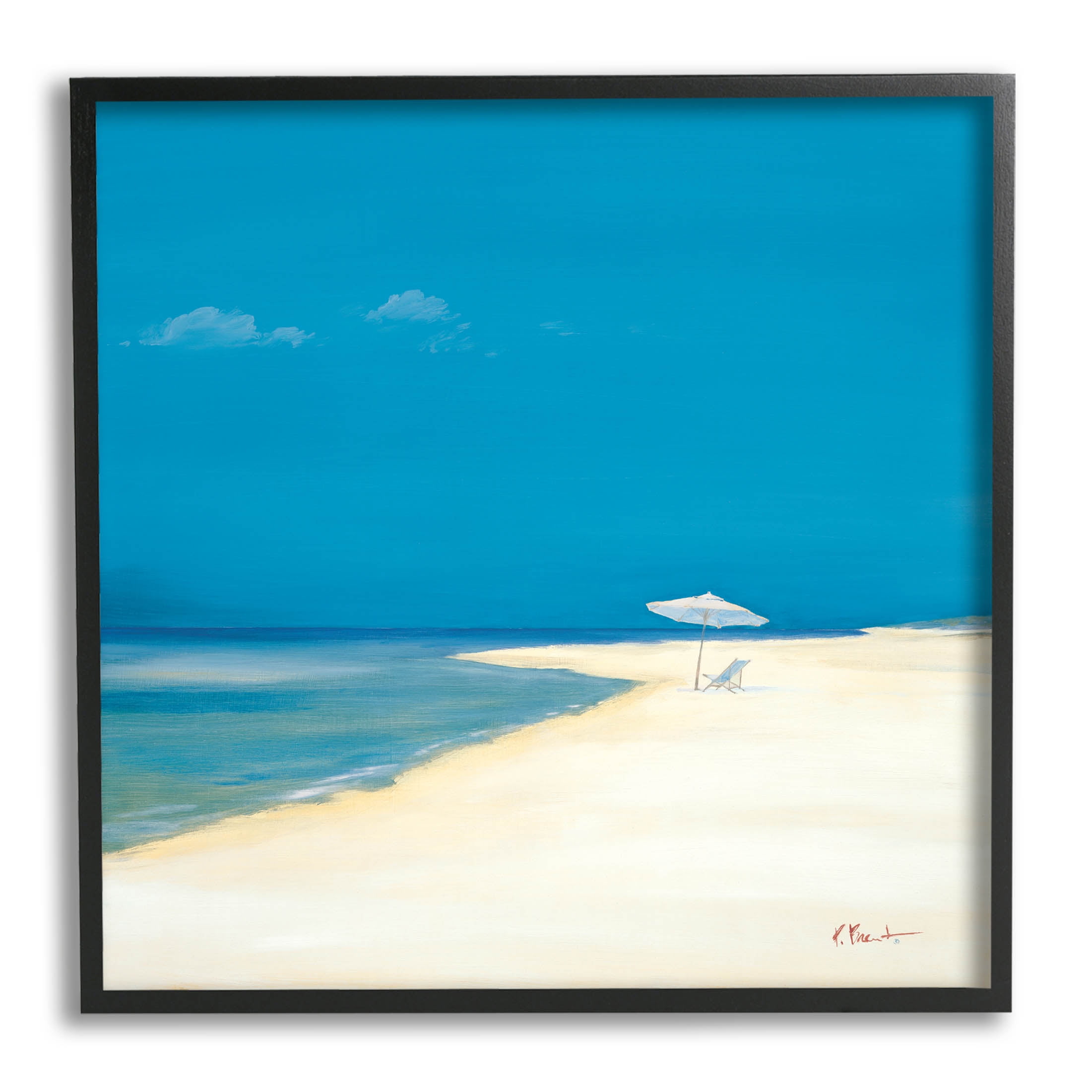 Stupell Industries Beach Shoreline Summer Landscape Painting Black Framed Art Print Wall Art, Design by Paul Brent