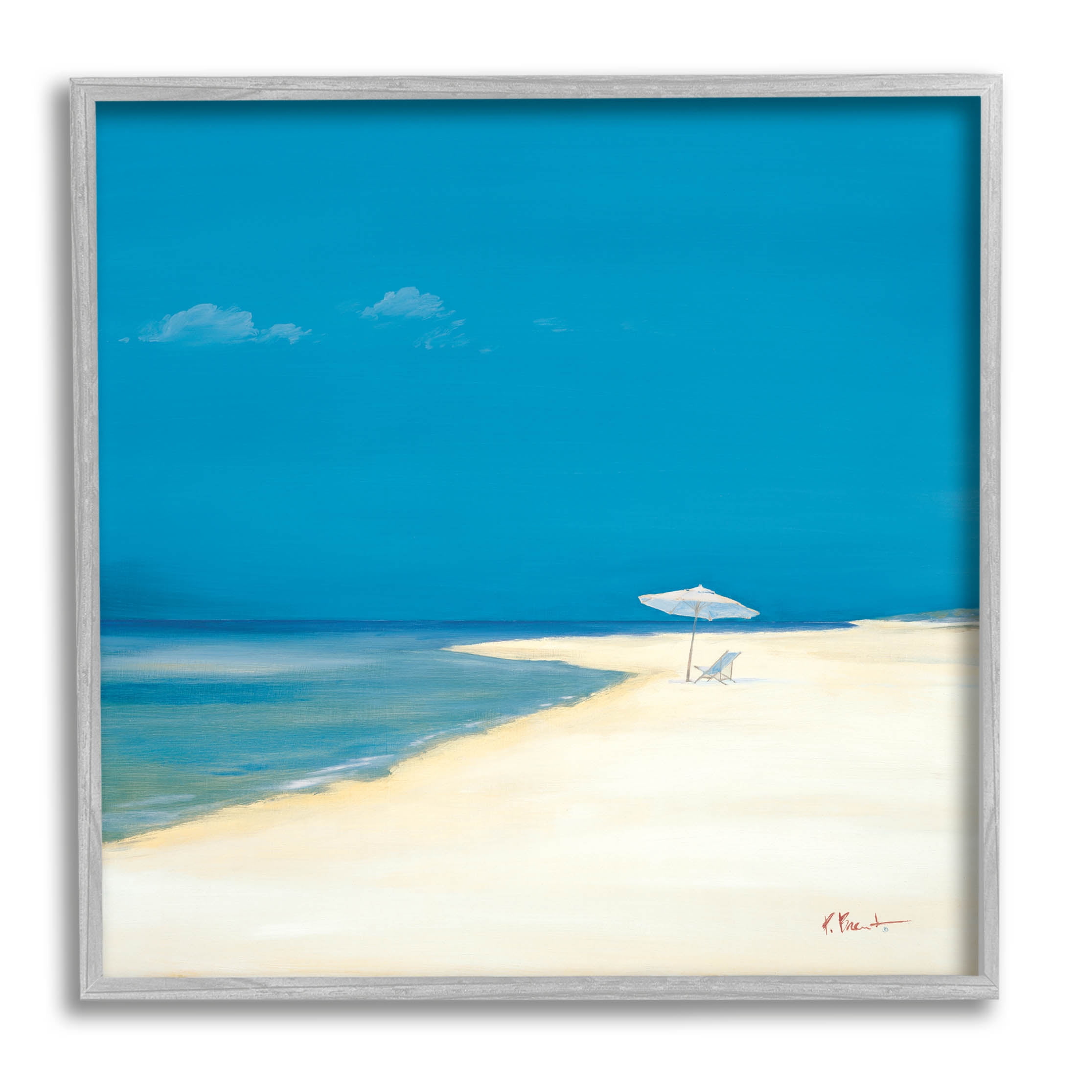 Beach Shoreline Summer Landscape Gray Framed Wall Art Print