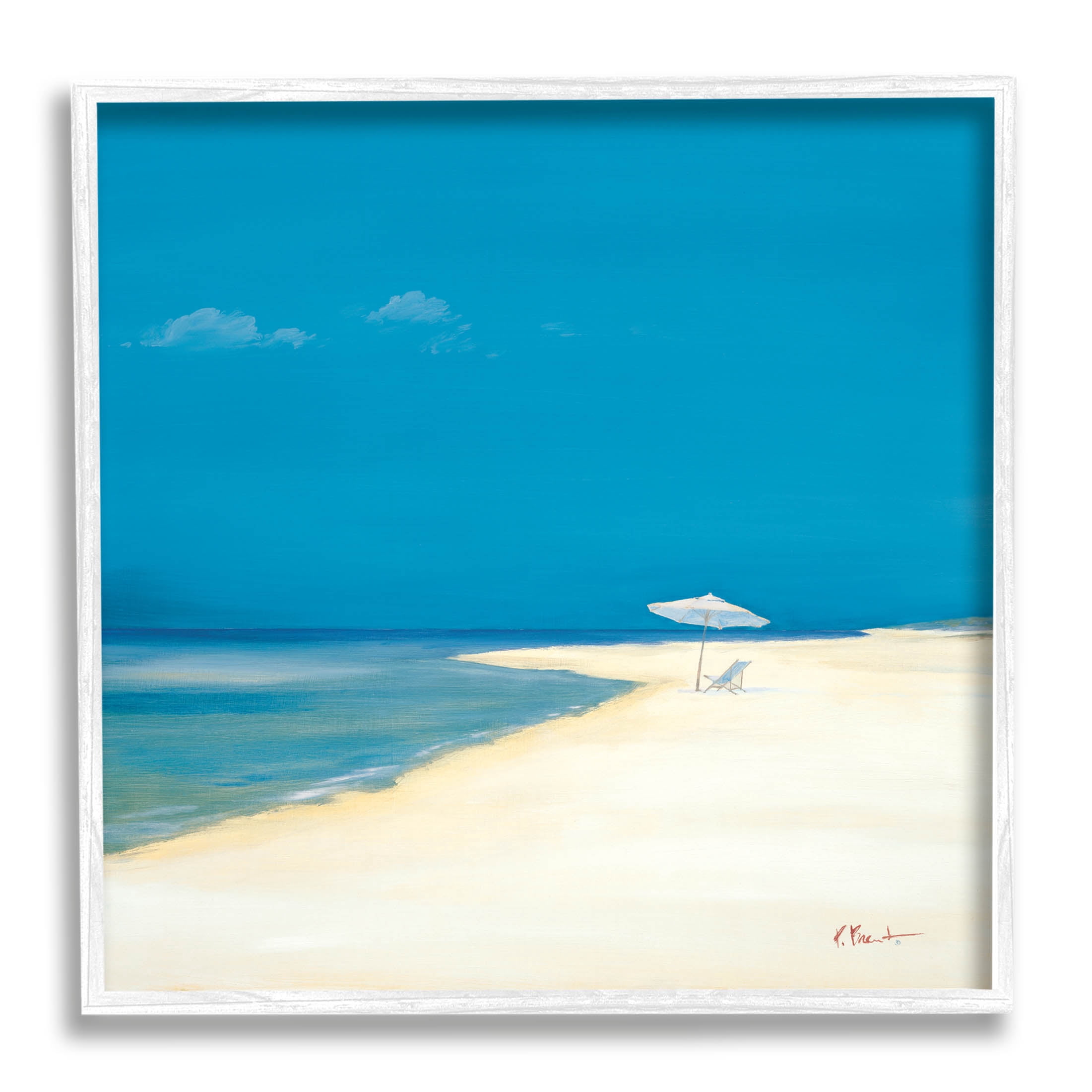 Stupell Industries Beach Shoreline Summer Landscape Painting White Framed Art Print Wall Art, Design by Paul Brent