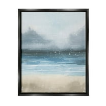 Stupell Industries Beach Snowfall Ocean Shore Graphic Art Jet Black Floating Framed Canvas Print Wall Art, Design by Grace Popp