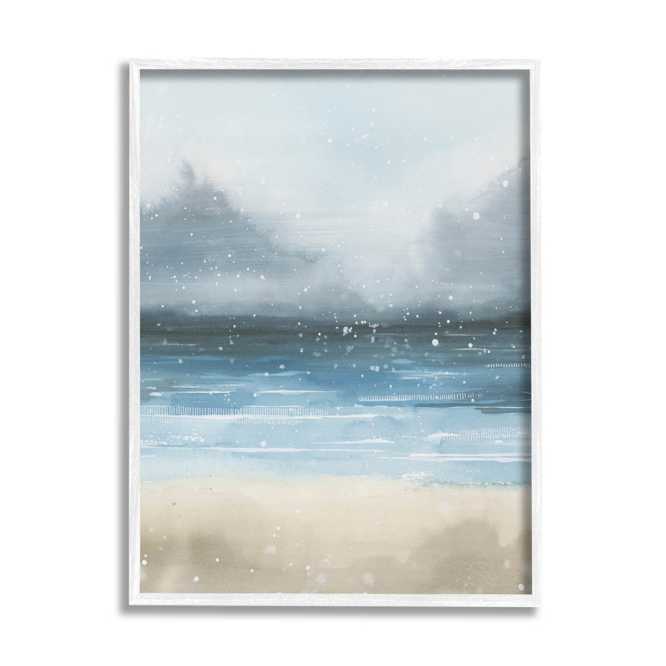 Stupell Industries Beach Snowfall Ocean Shore Graphic Art White Framed Art Print Wall Art, Design by Grace Popp