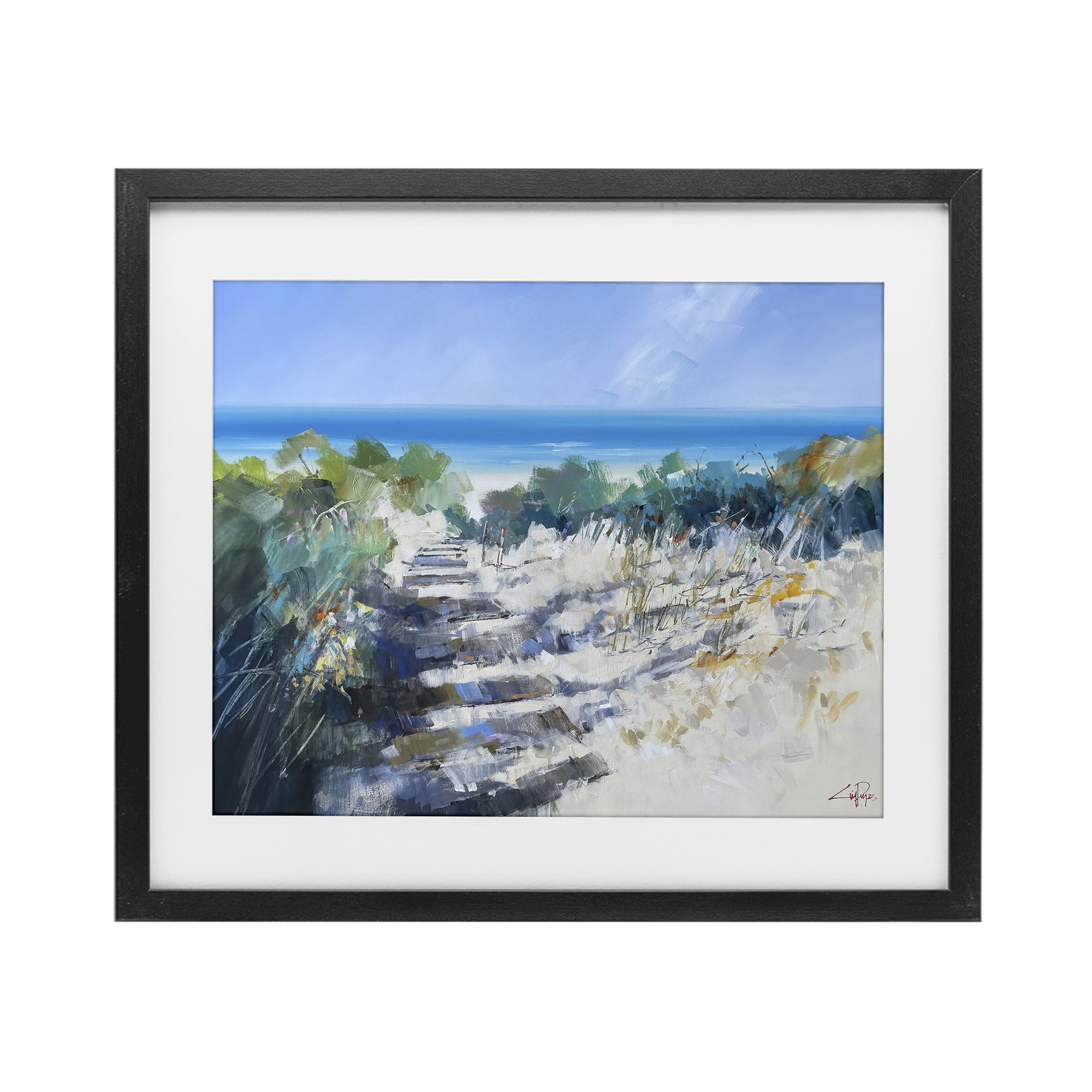 Stupell Industries Beach Steps in Robe Black Framed Print Under Glass, design by Craig Trewin Penny