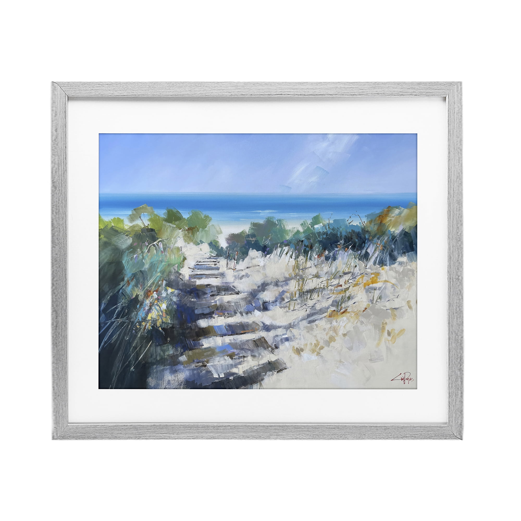 Stupell Industries Beach Steps in Robe Gray Framed Print Under Glass, design by Craig Trewin Penny