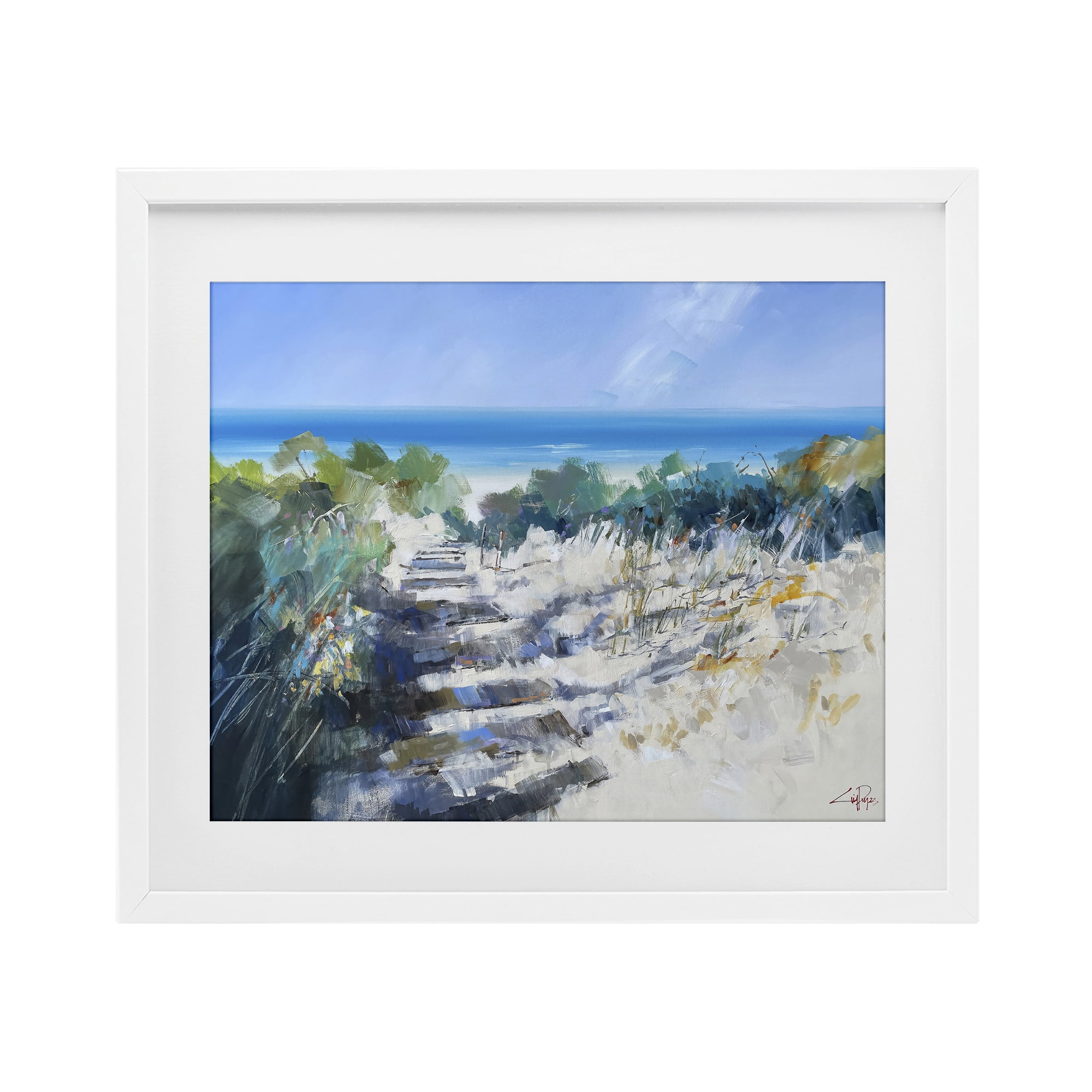 Stupell Industries Beach Steps in Robe White Framed Print Under Glass, design by Craig Trewin Penny