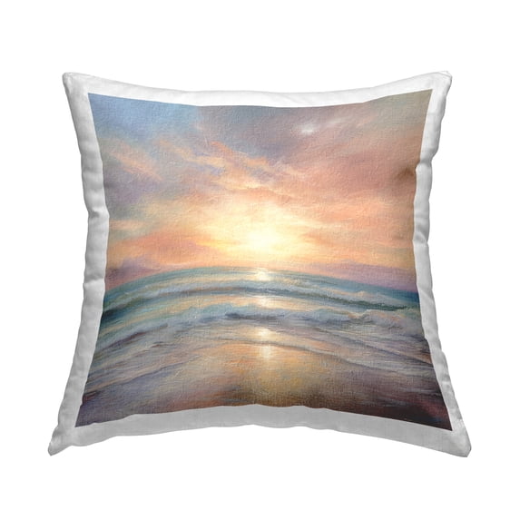 Stupell Industries Beach Sunrise Landscape Square Decorative Printed Throw Pillow, 18 x 18
